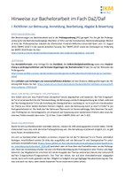Hinweise zur Bachelorarbeit im Fach DaZ/DaF