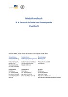 Modulhandbuch mit Studienplan DaZ/DaF (ab WS 2020/21)