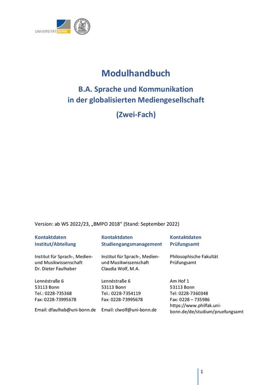 Modulhandbuch mit Studienplan (ab WS 2022/23)