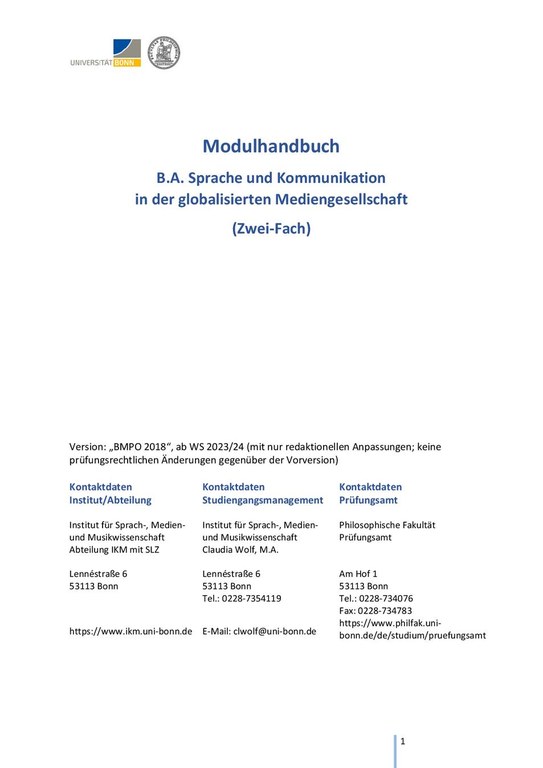 Modulhandbuch mit Studienplan SKGM (ab WS 2023/24)